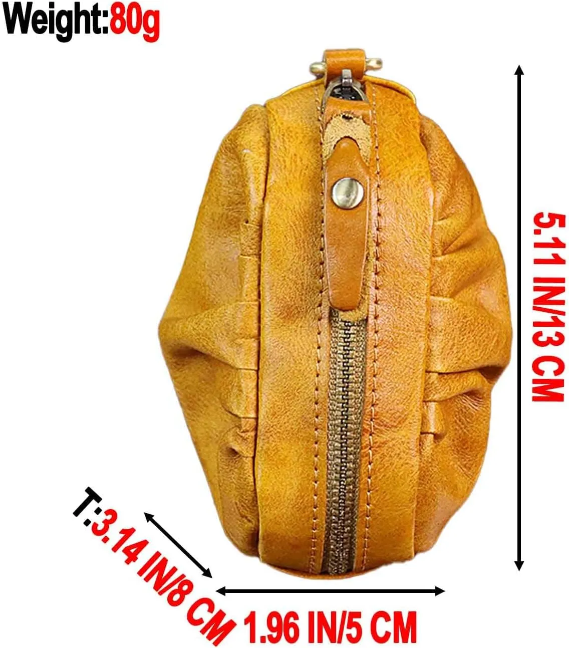1 Pcs Vintage Pleated Coin Purse-Leather Wristlet Mini Clutch Wallet Purse-Zipper Coin Wallet for Men & Women