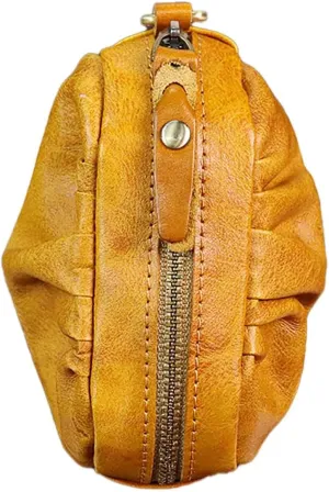 1 Pcs Vintage Pleated Coin Purse-Leather Wristlet Mini Clutch Wallet Purse-Zipper Coin Wallet for Men & Women