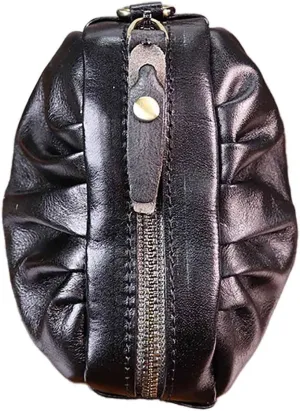 1 Pcs Vintage Pleated Coin Purse-Leather Wristlet Mini Clutch Wallet Purse-Zipper Coin Wallet for Men & Women