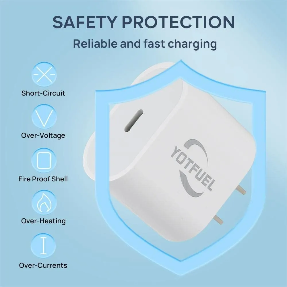 20W USB-C Power Adapter Fast Charger Block Wall Charger PD Charging Cube Wall Plug Portable Travel Charger Cube for iPhone, Samsung Galaxy