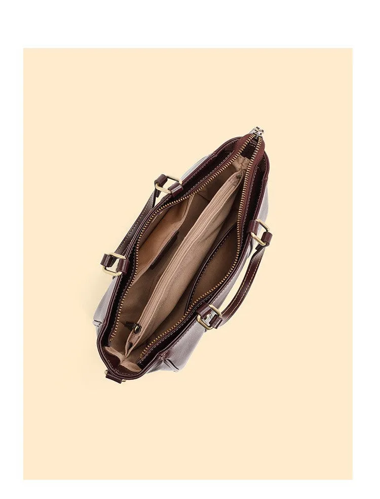 22CM Luxury Leather Handbag Crossbody Tote Bag 2885 coffee