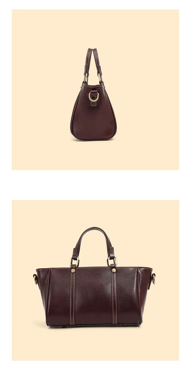 22CM Luxury Leather Handbag Crossbody Tote Bag 2885 coffee
