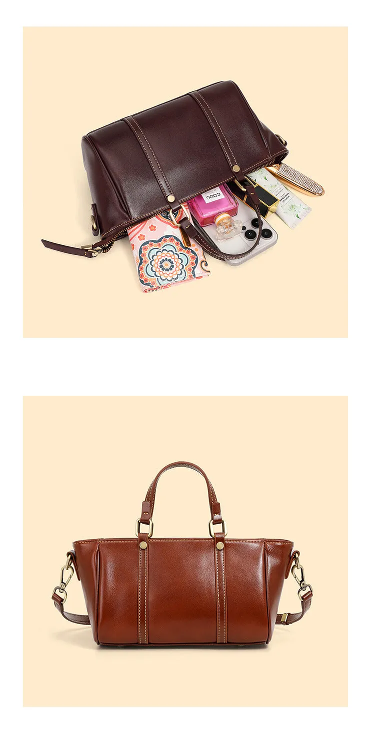 22CM Luxury Leather Handbag Crossbody Tote Bag 2885 coffee