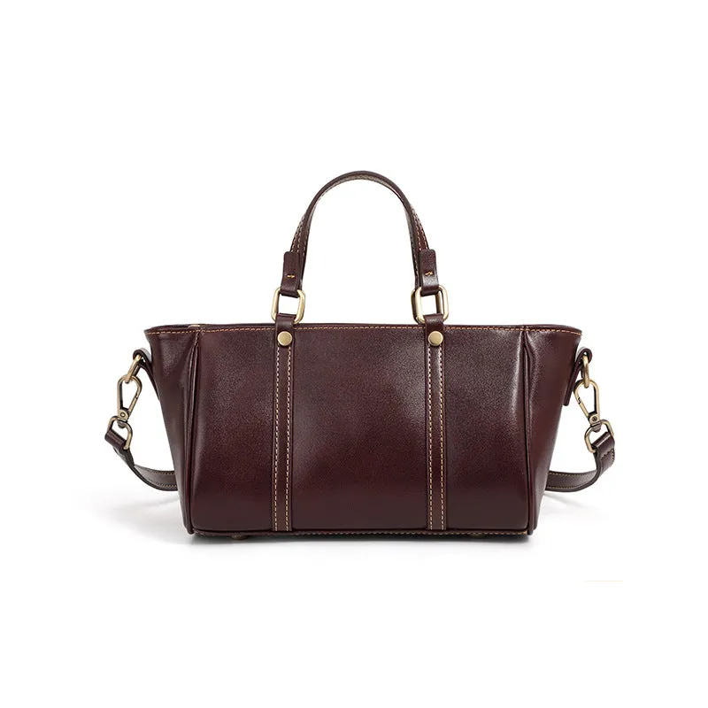 22CM Luxury Leather Handbag Crossbody Tote Bag 2885 coffee