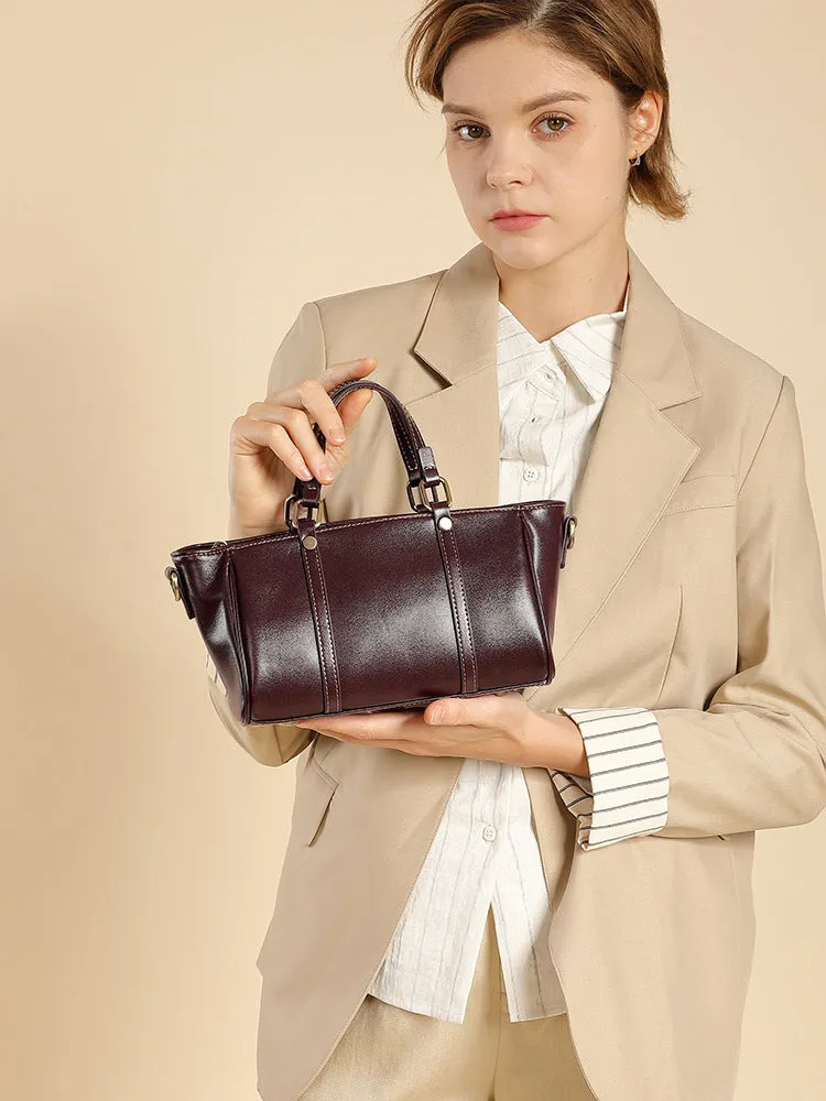 22CM Luxury Leather Handbag Crossbody Tote Bag 2885 coffee