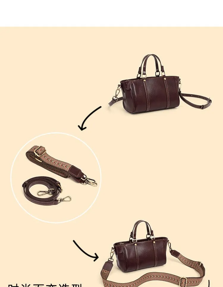 22CM Luxury Leather Handbag Crossbody Tote Bag 2885 coffee