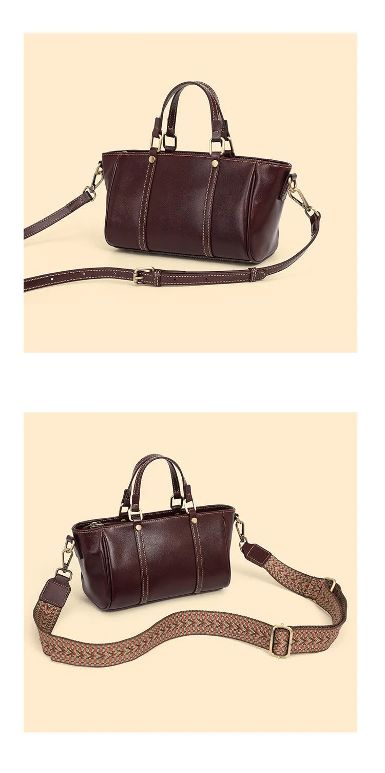 22CM Luxury Leather Handbag Crossbody Tote Bag 2885 coffee