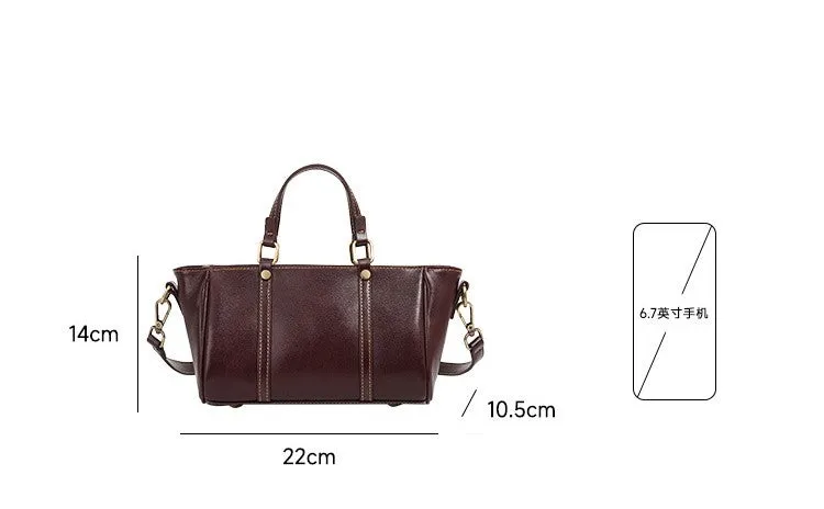 22CM Luxury Leather Handbag Crossbody Tote Bag 2885 coffee