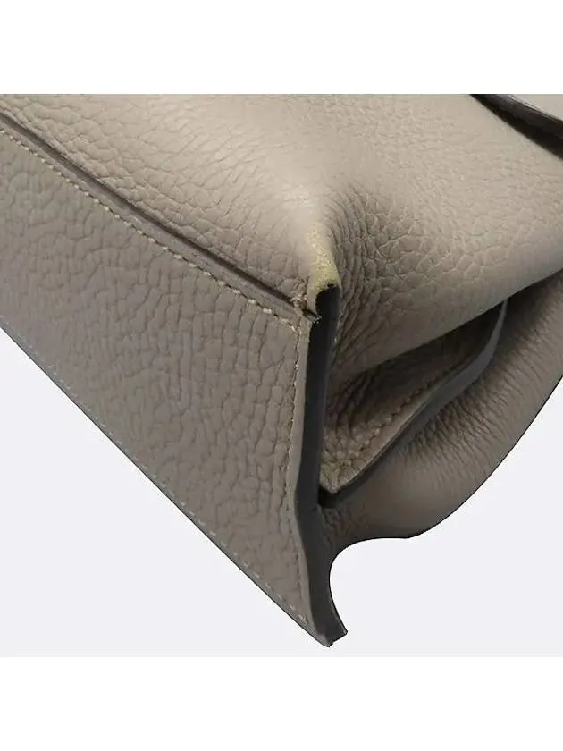 370831 Gray leather bamboo lock decoration daily flap tote bag shoulder strap 2WAY