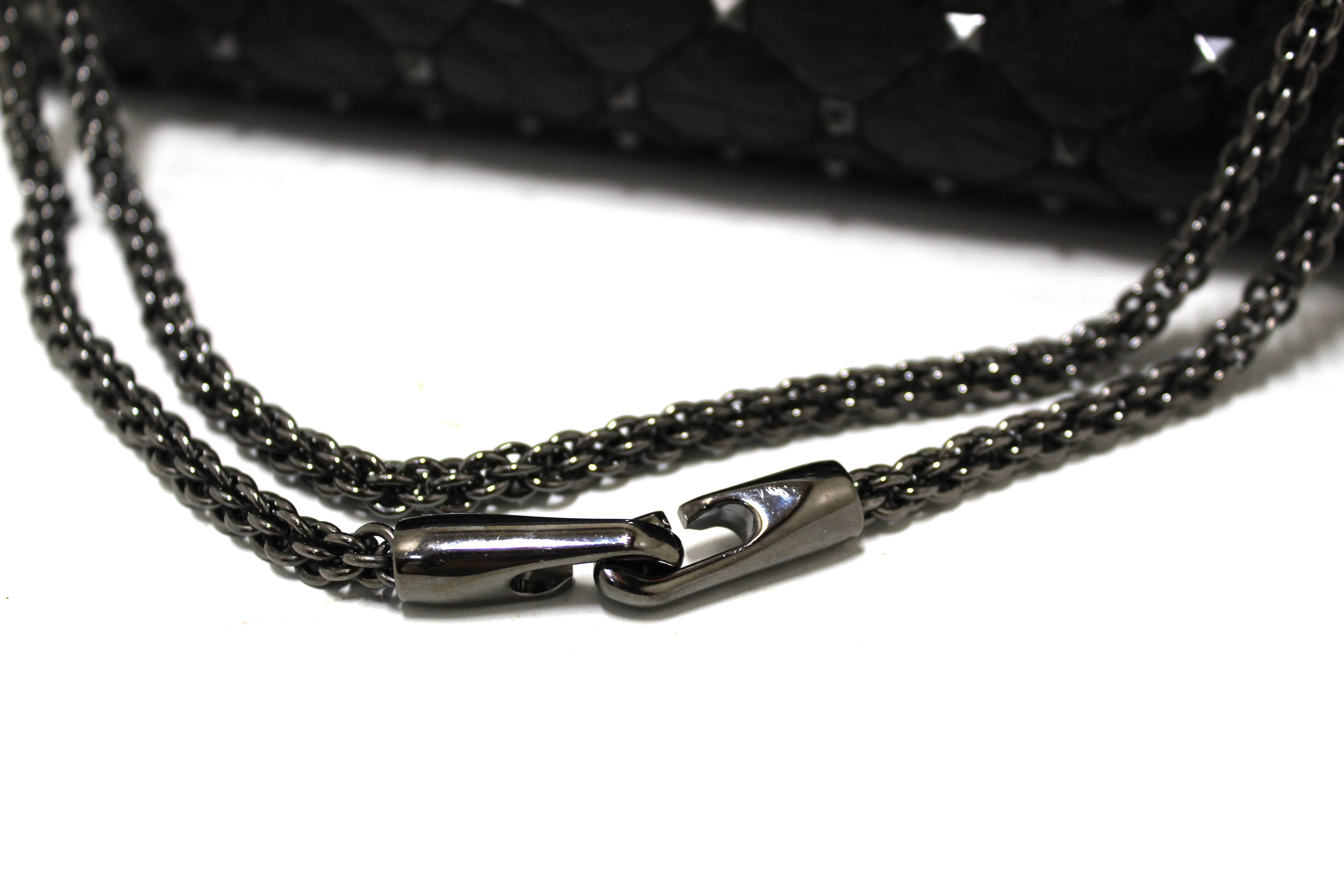 Authentic Valentino Garavani Black Quilted Nappa Leather Rockstud Spike Large Shoulder Bag