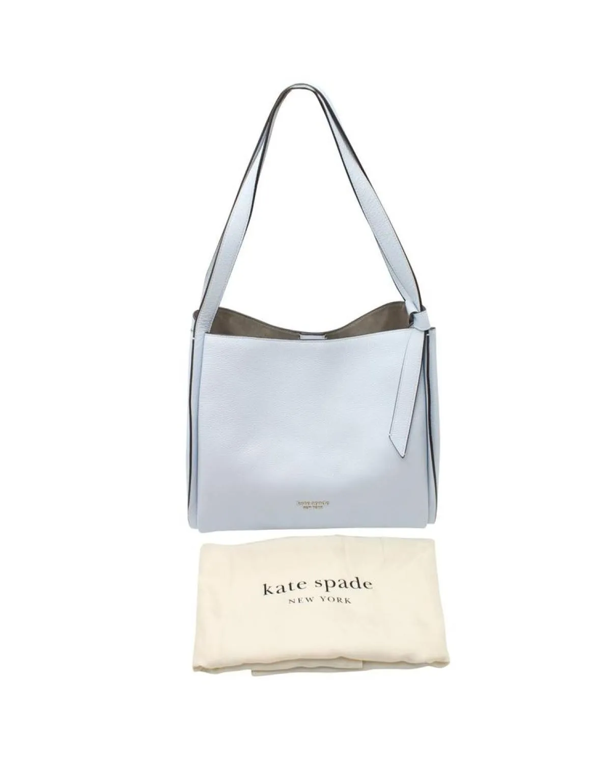 Baby Blue Pebbled Leather Tote Bag