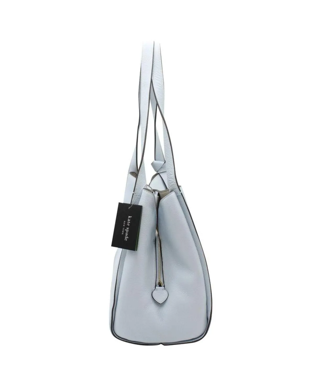 Baby Blue Pebbled Leather Tote Bag