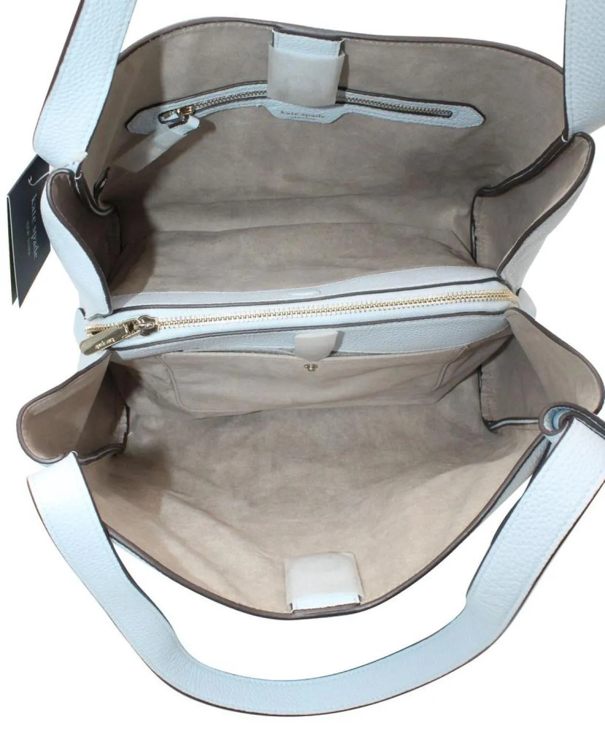 Baby Blue Pebbled Leather Tote Bag
