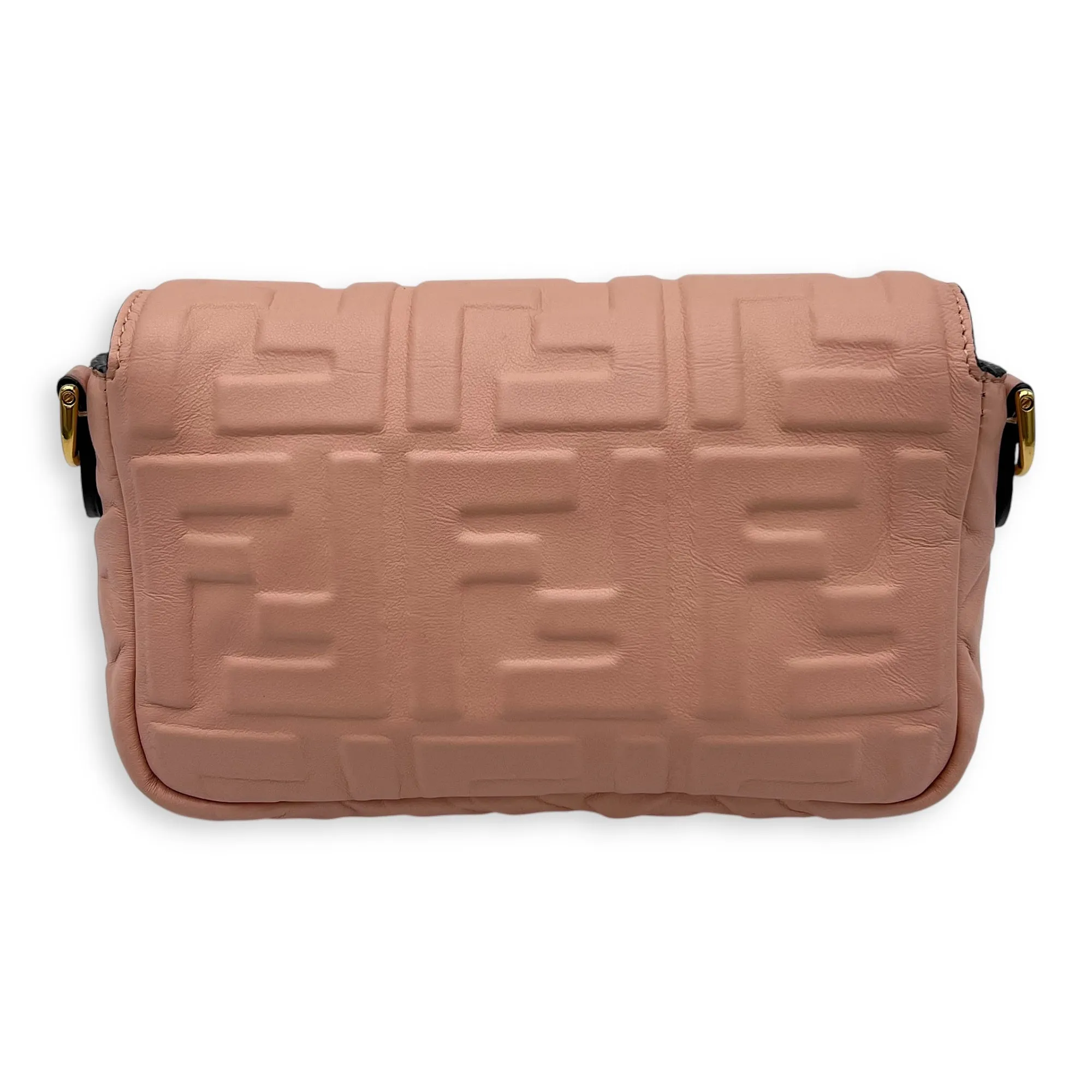 Baguette Crossbody Bag Pink in Calfskin, Gold hardware