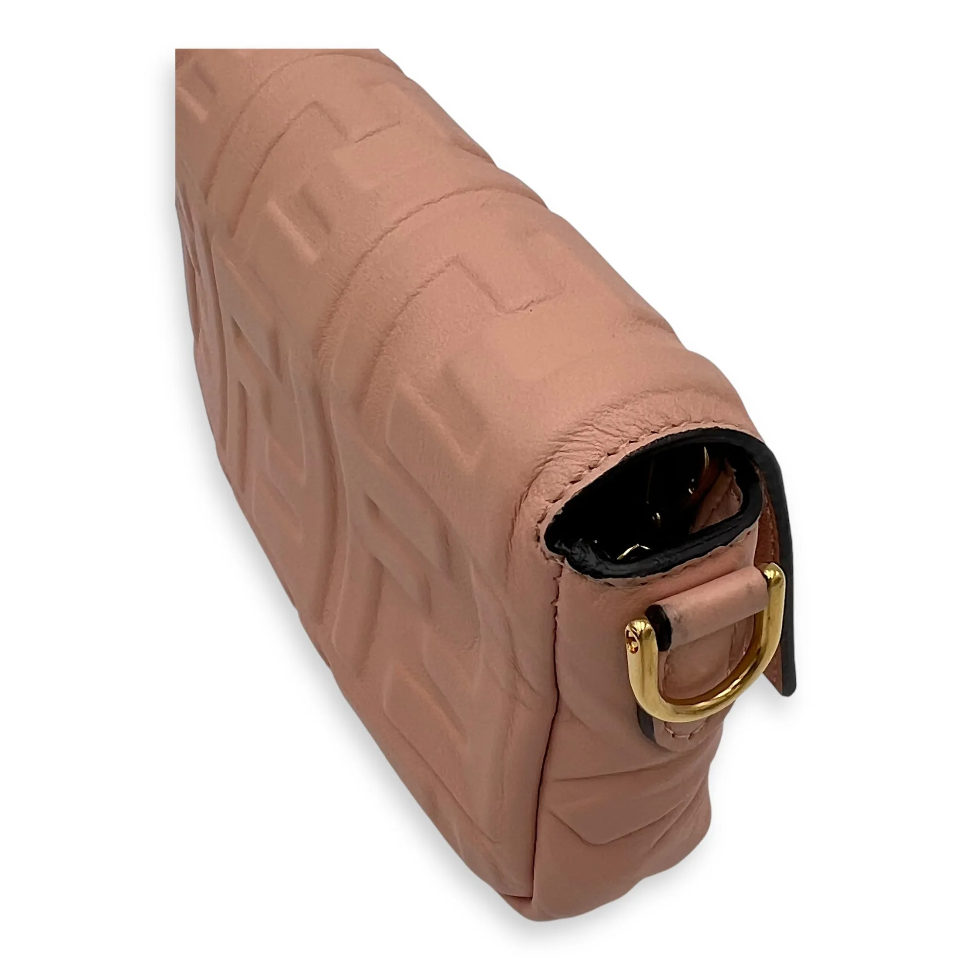 Baguette Crossbody Bag Pink in Calfskin, Gold hardware