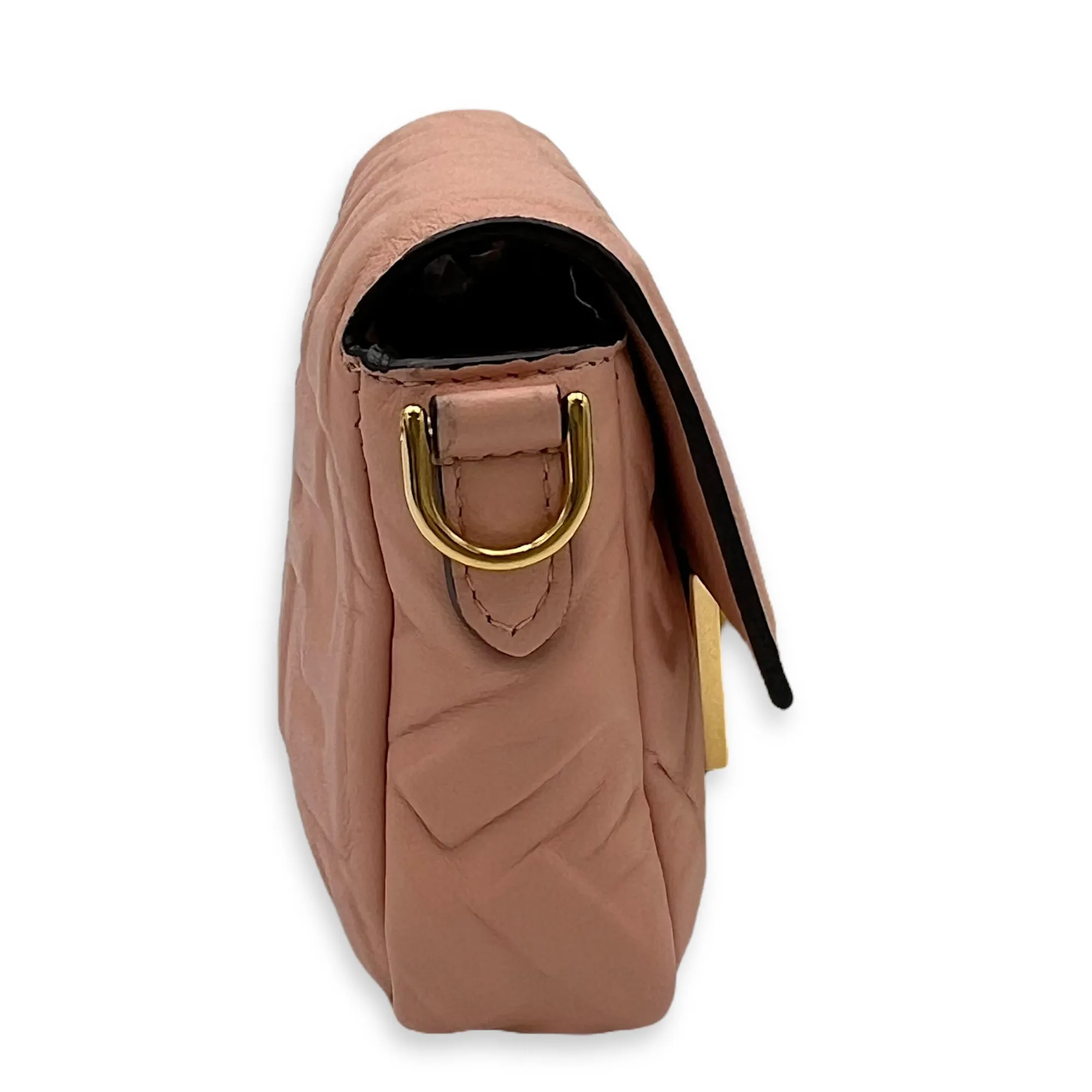 Baguette Crossbody Bag Pink in Calfskin, Gold hardware