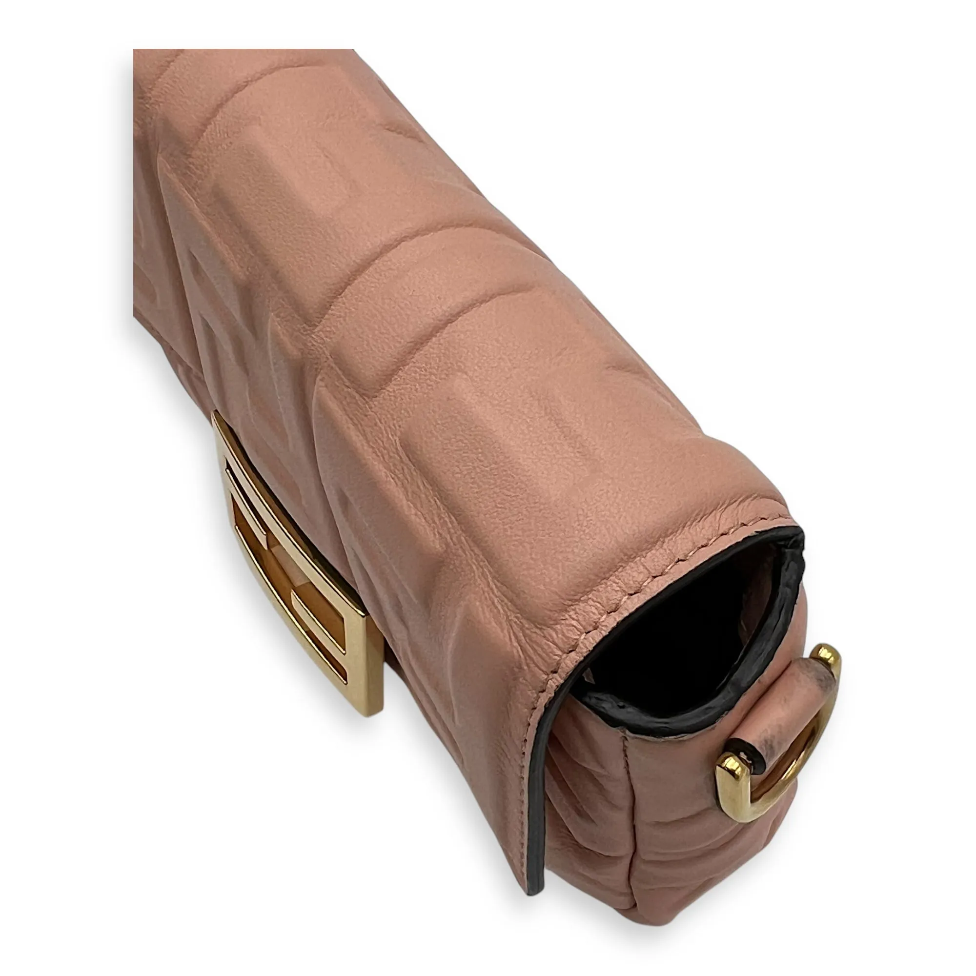 Baguette Crossbody Bag Pink in Calfskin, Gold hardware