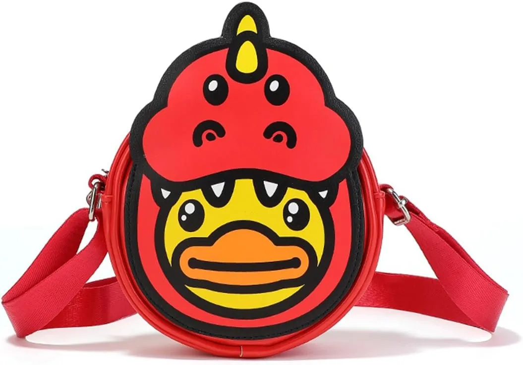 B.Duck Kids Cute Animal Crossbody Bag Wallet PU Leather Toddler Fanny Pack Purse with Zipper Adjustable Belt Christmas Gift
