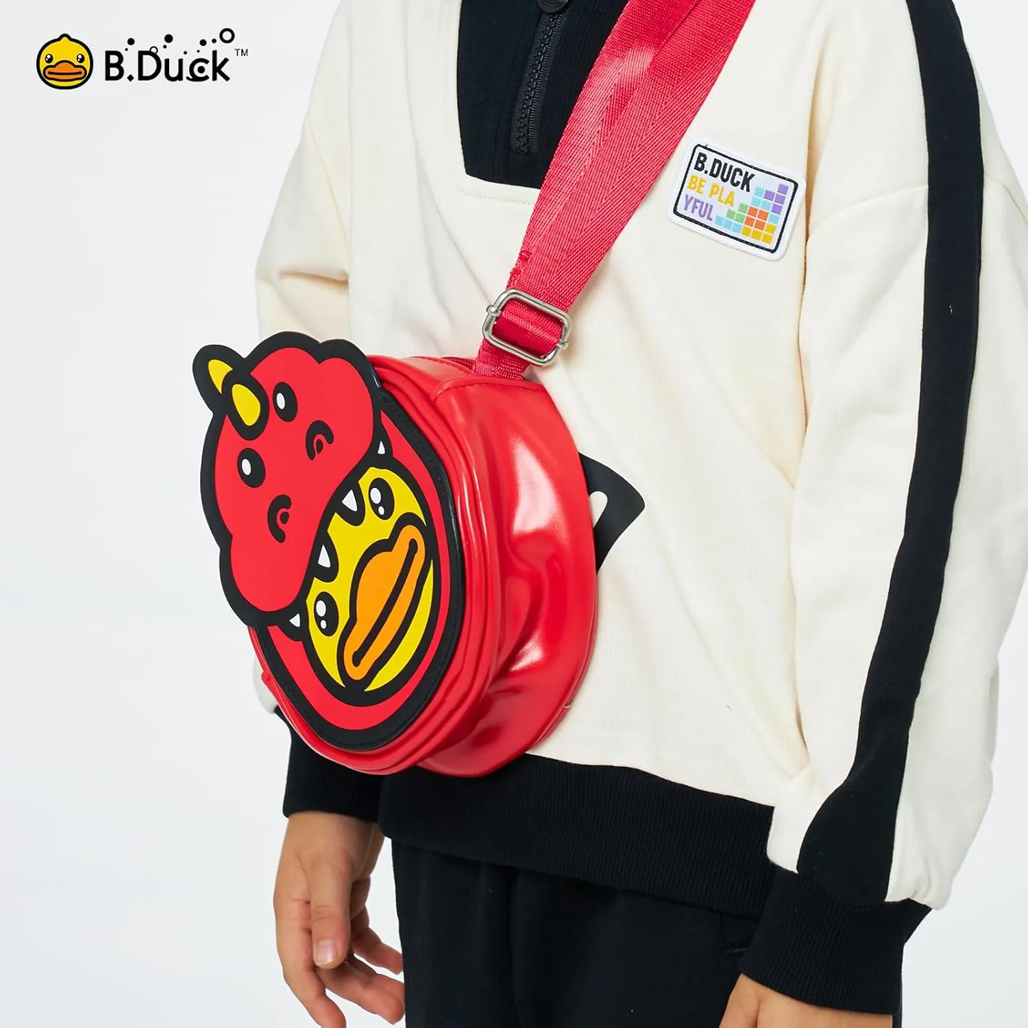 B.Duck Kids Cute Animal Crossbody Bag Wallet PU Leather Toddler Fanny Pack Purse with Zipper Adjustable Belt Christmas Gift