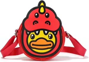 B.Duck Kids Cute Animal Crossbody Bag Wallet PU Leather Toddler Fanny Pack Purse with Zipper Adjustable Belt Christmas Gift