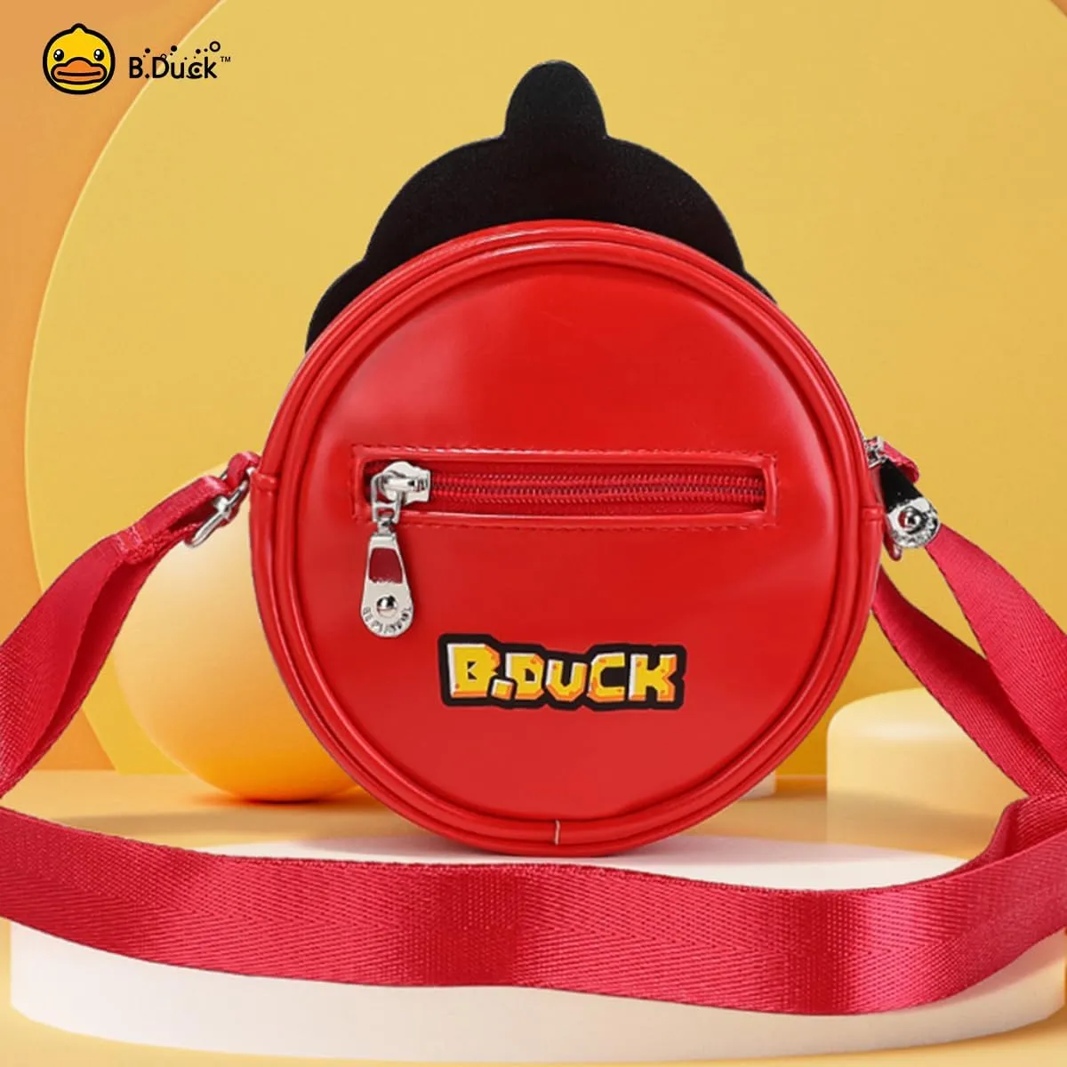 B.Duck Kids Cute Animal Crossbody Bag Wallet PU Leather Toddler Fanny Pack Purse with Zipper Adjustable Belt Christmas Gift