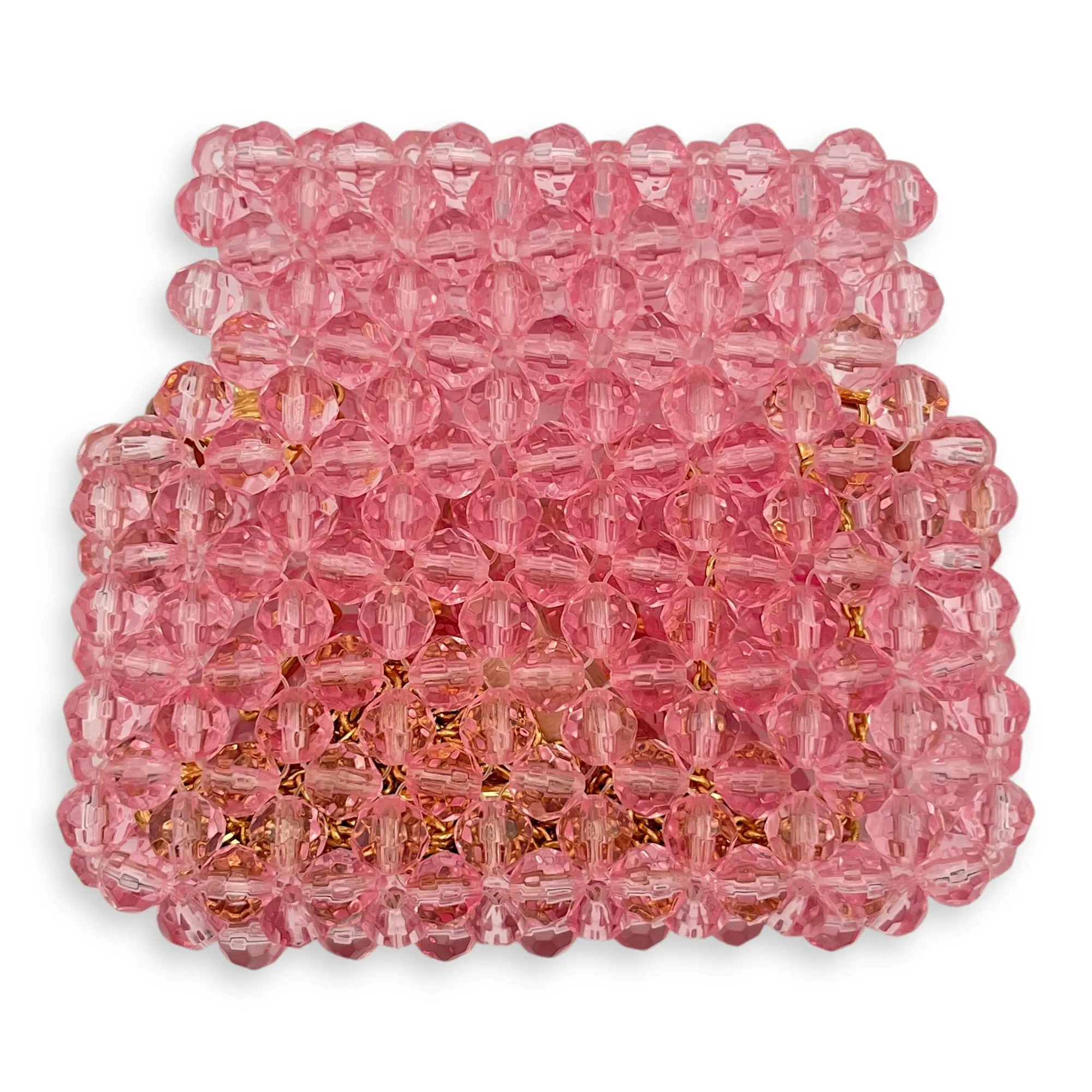 Beaded Baguette Charm/Crossbody Pico Pink Bag Accessory in Beads/Calfskin/Steel, Gold hardware