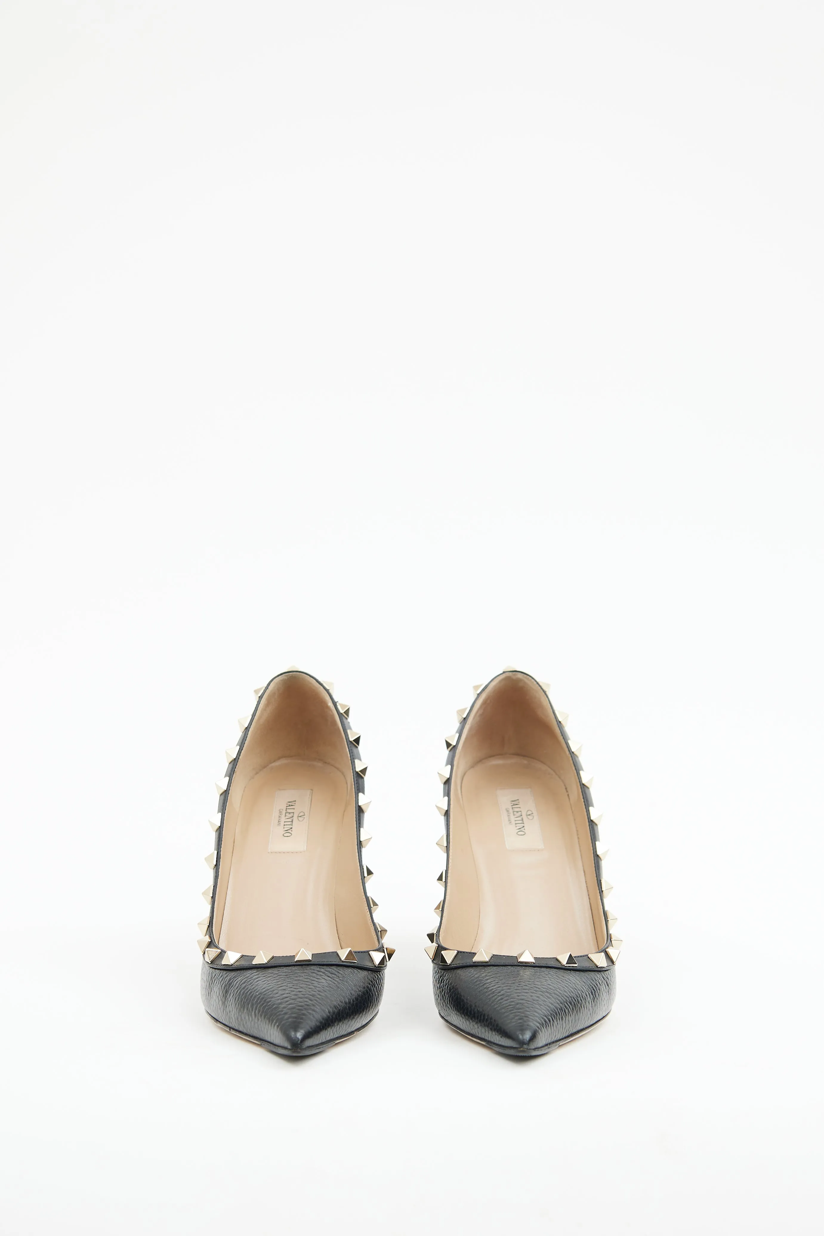 Black Leather Rockstud 100 Pump
