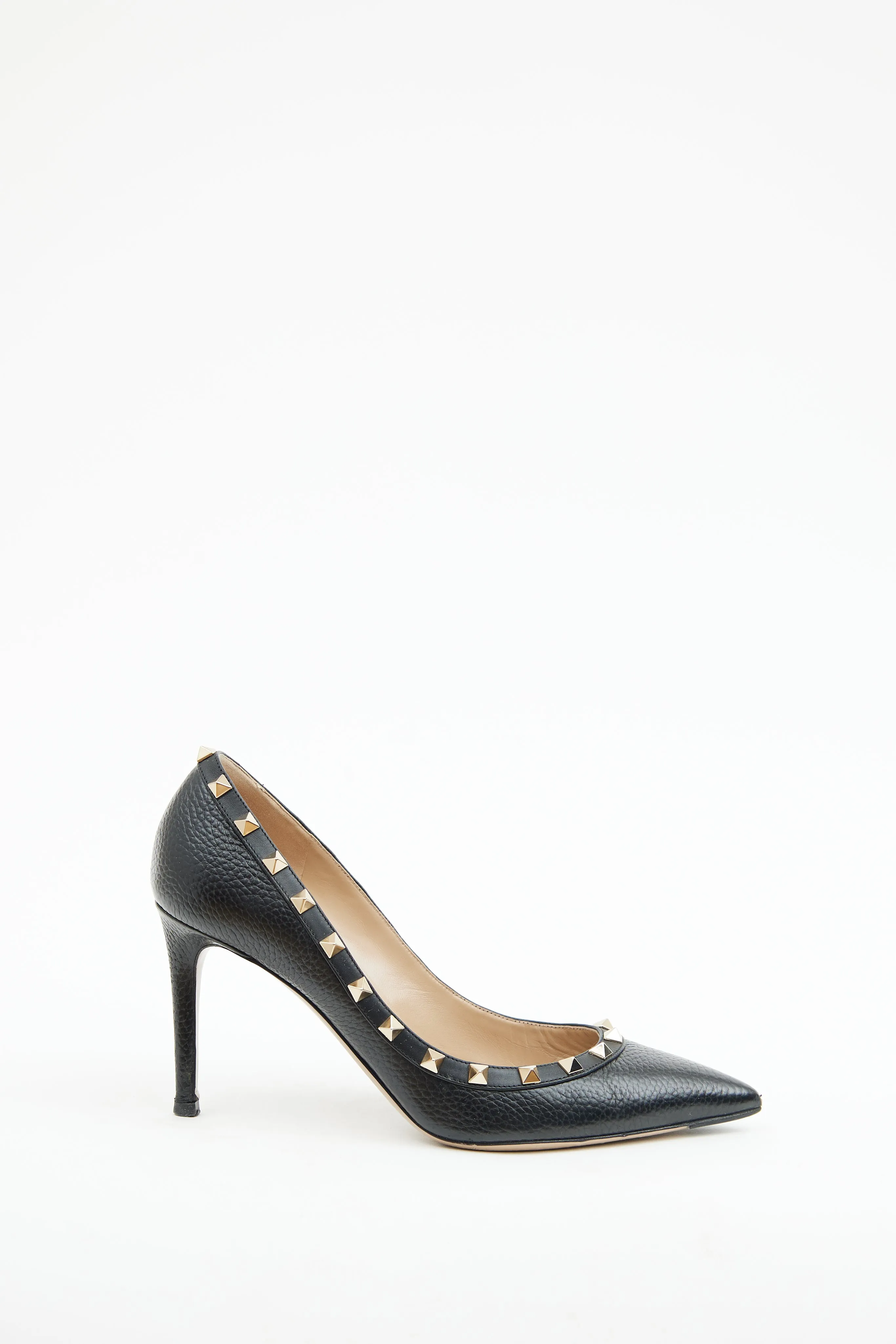 Black Leather Rockstud 100 Pump