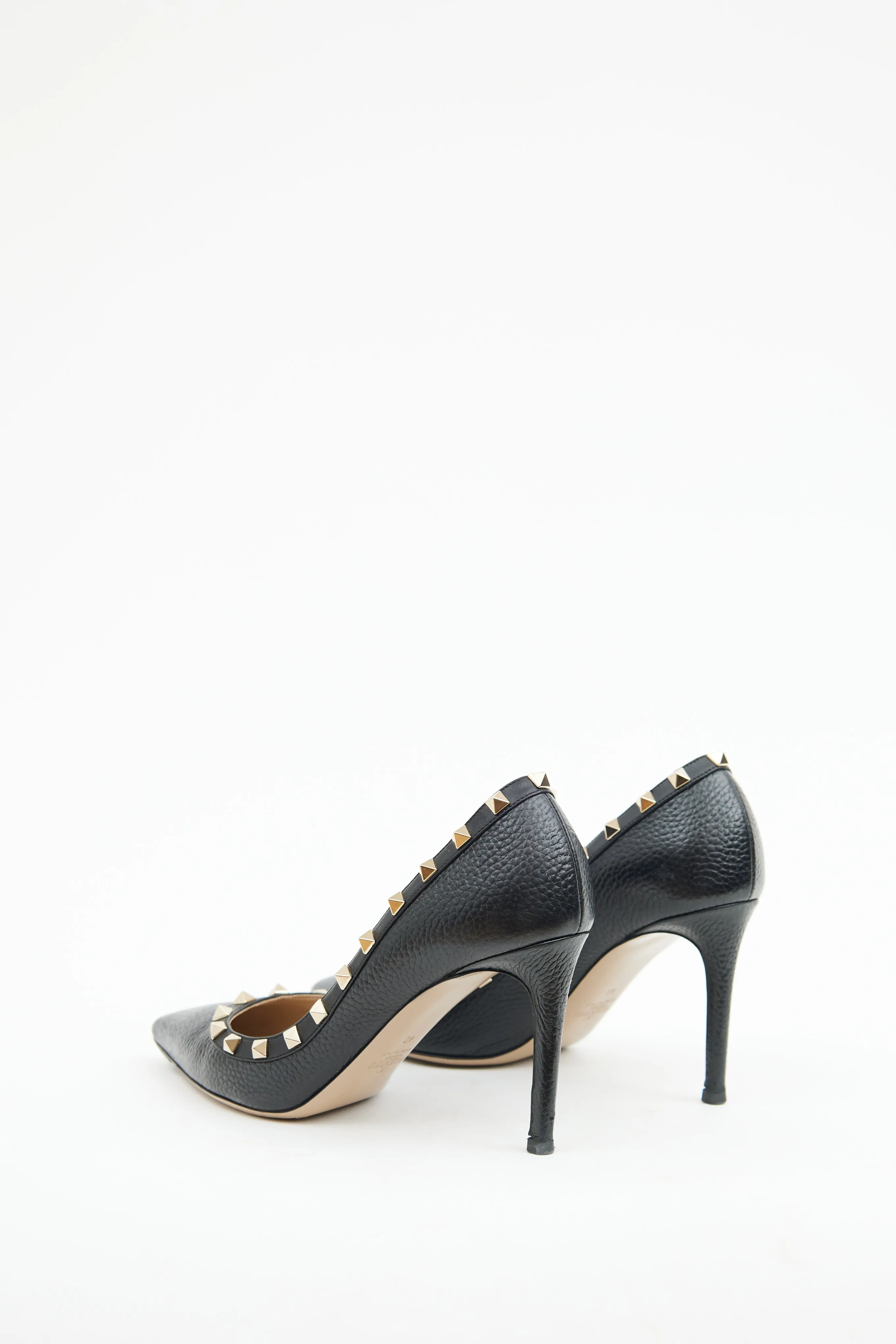 Black Leather Rockstud 100 Pump