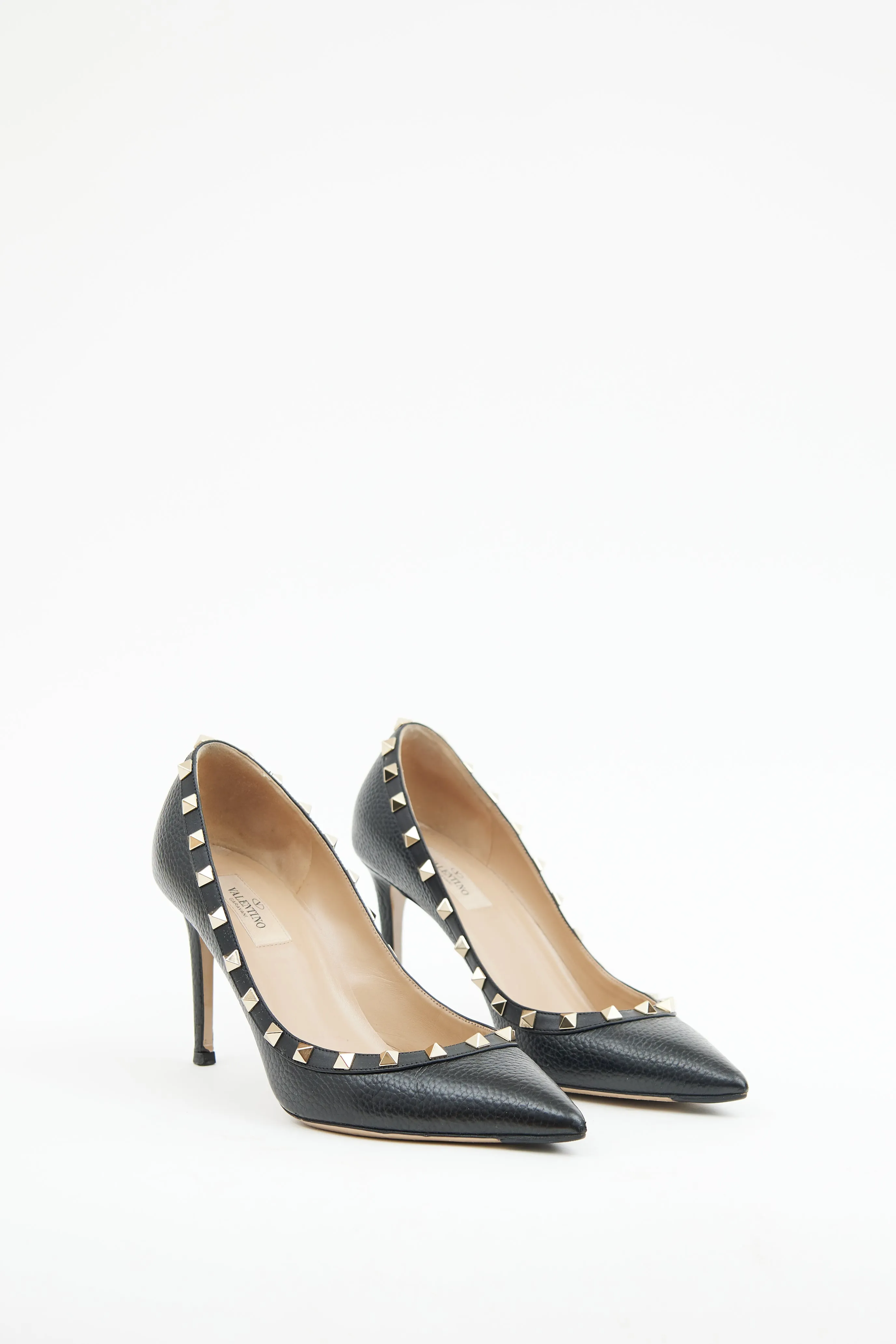 Black Leather Rockstud 100 Pump