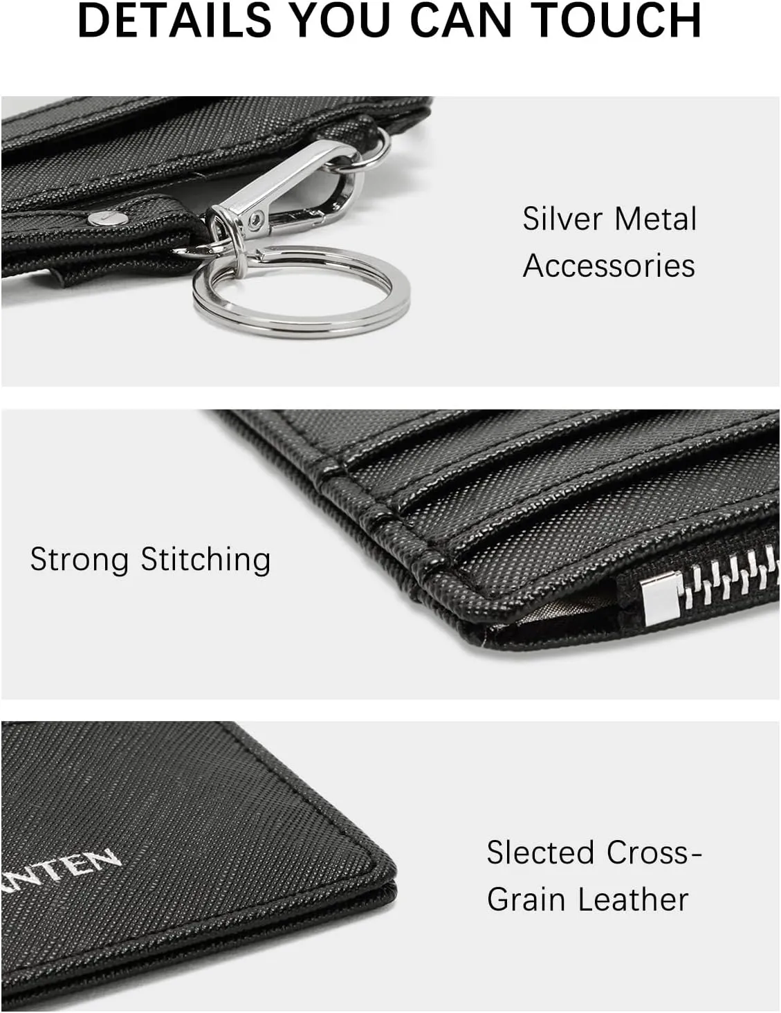 BOSTANTEN Small Wallet For Women RFID Leather Credit Card Holder Slim Wristlet Keychain Wallet With Zipper Pocket