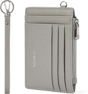 BOSTANTEN Small Wallet For Women RFID Leather Credit Card Holder Slim Wristlet Keychain Wallet With Zipper Pocket
