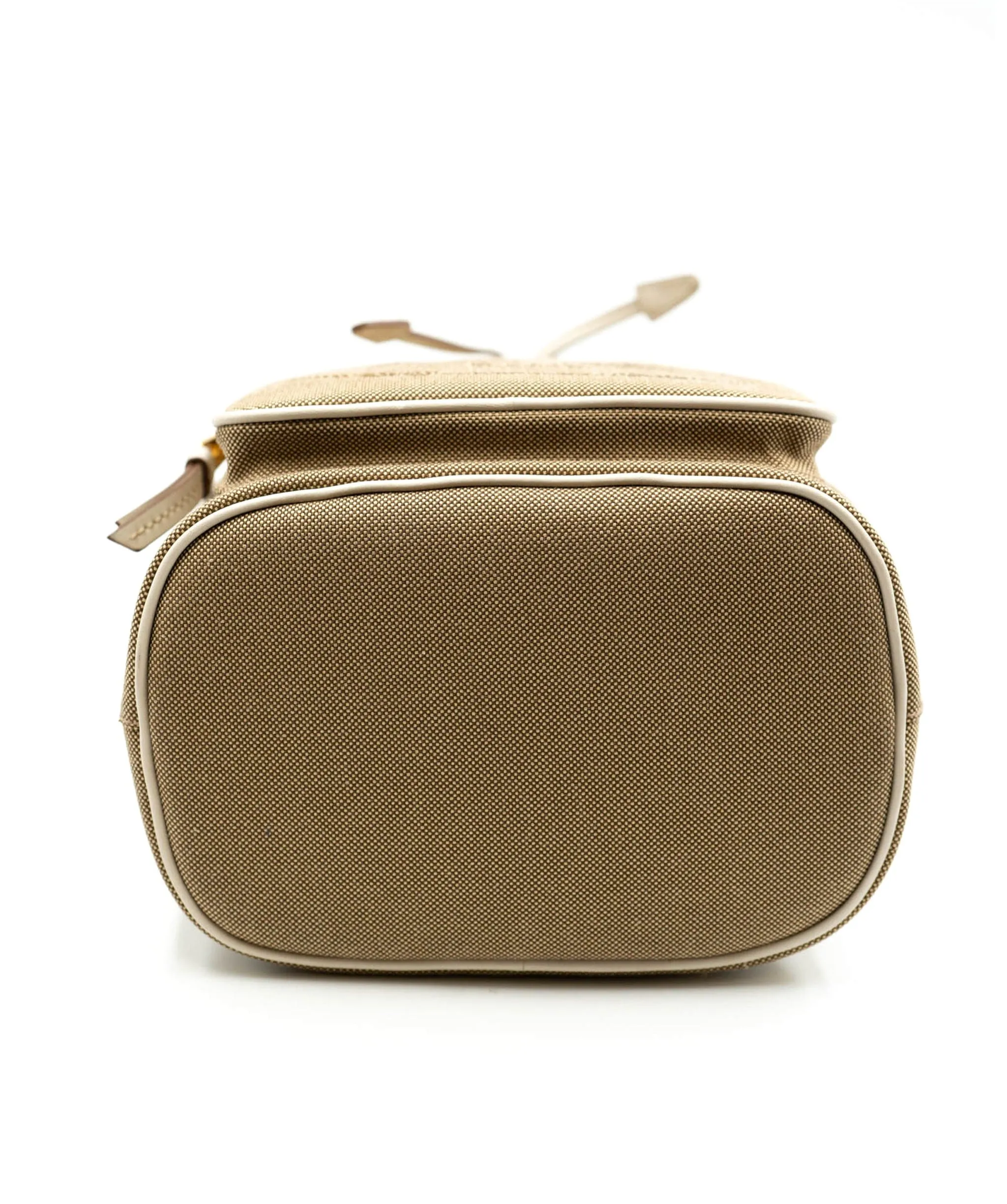 Bow Prada Brown Canapa Logo Canvas Bucket Bag White Beige - AWL3913