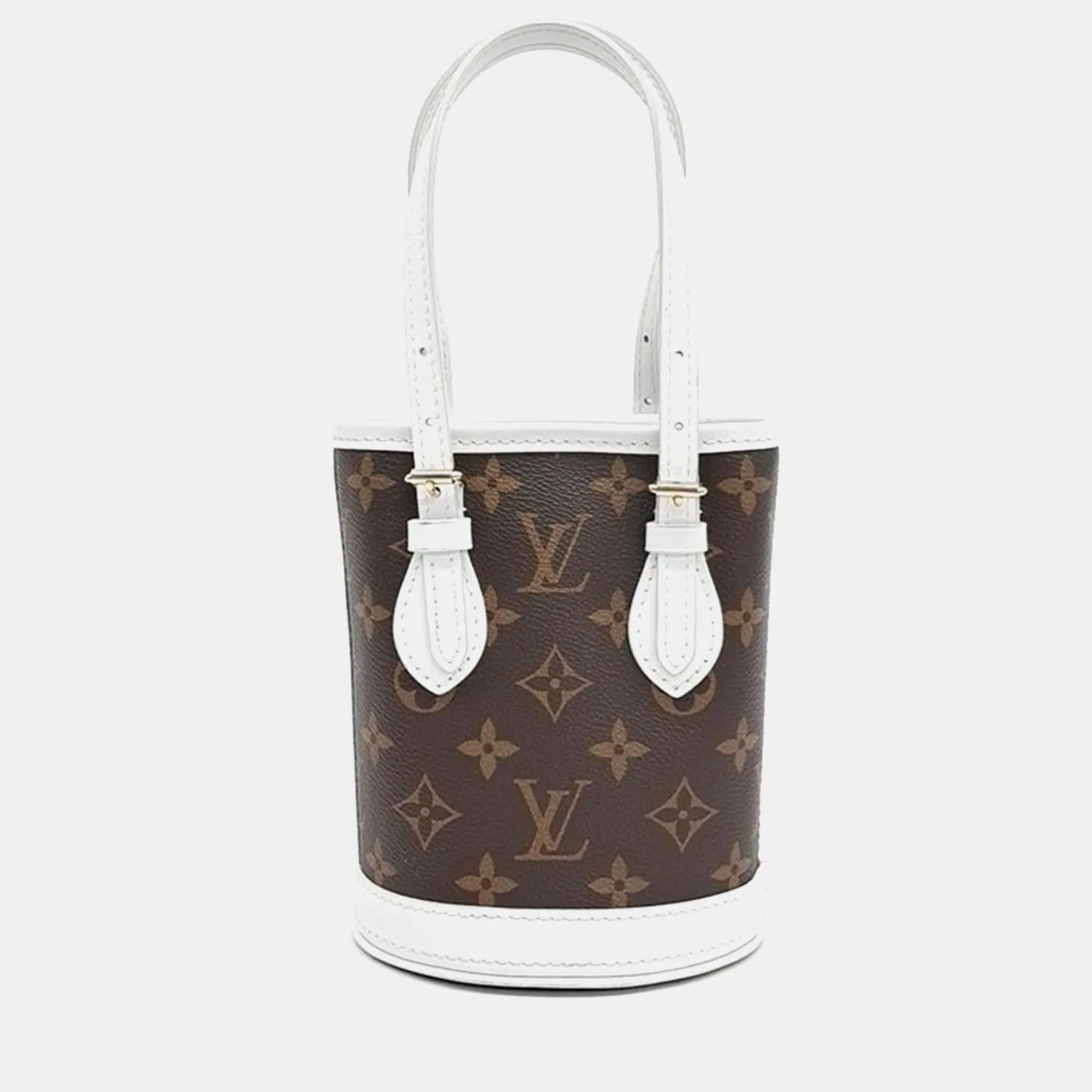 Brown/White Monogram Canvas Nano Bucket Bag