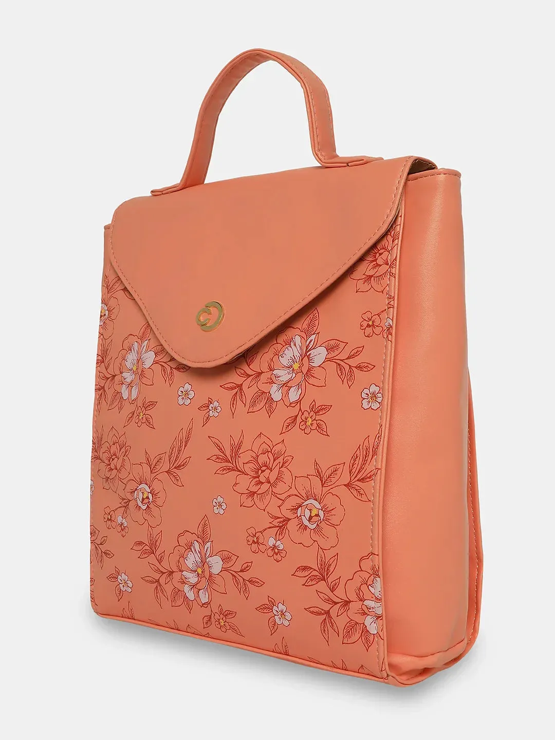 Caprese Snow Backpack Medium Printed Women'S Bag Coral