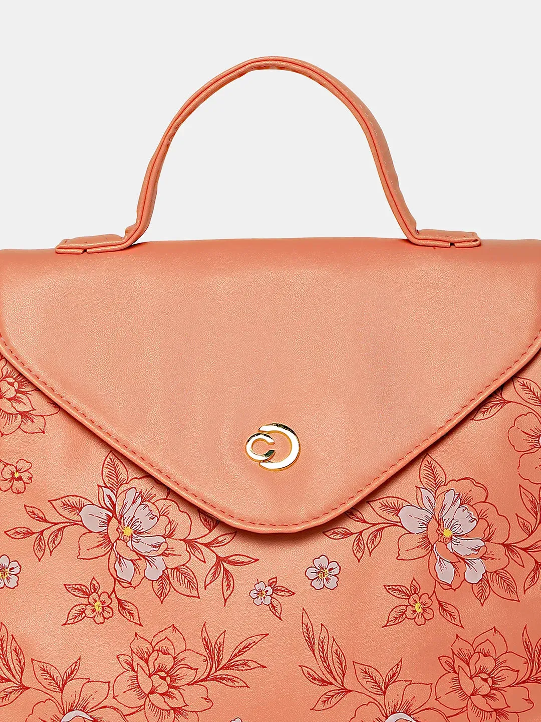 Caprese Snow Backpack Medium Printed Women'S Bag Coral