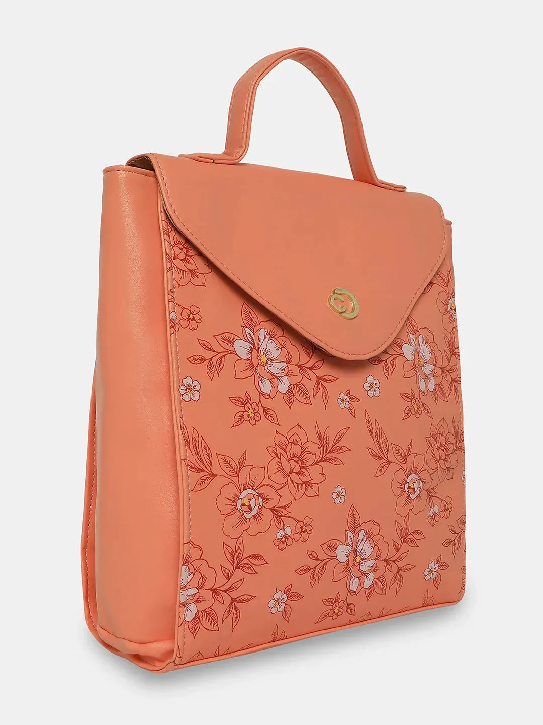 Caprese Snow Backpack Medium Printed Women'S Bag Coral