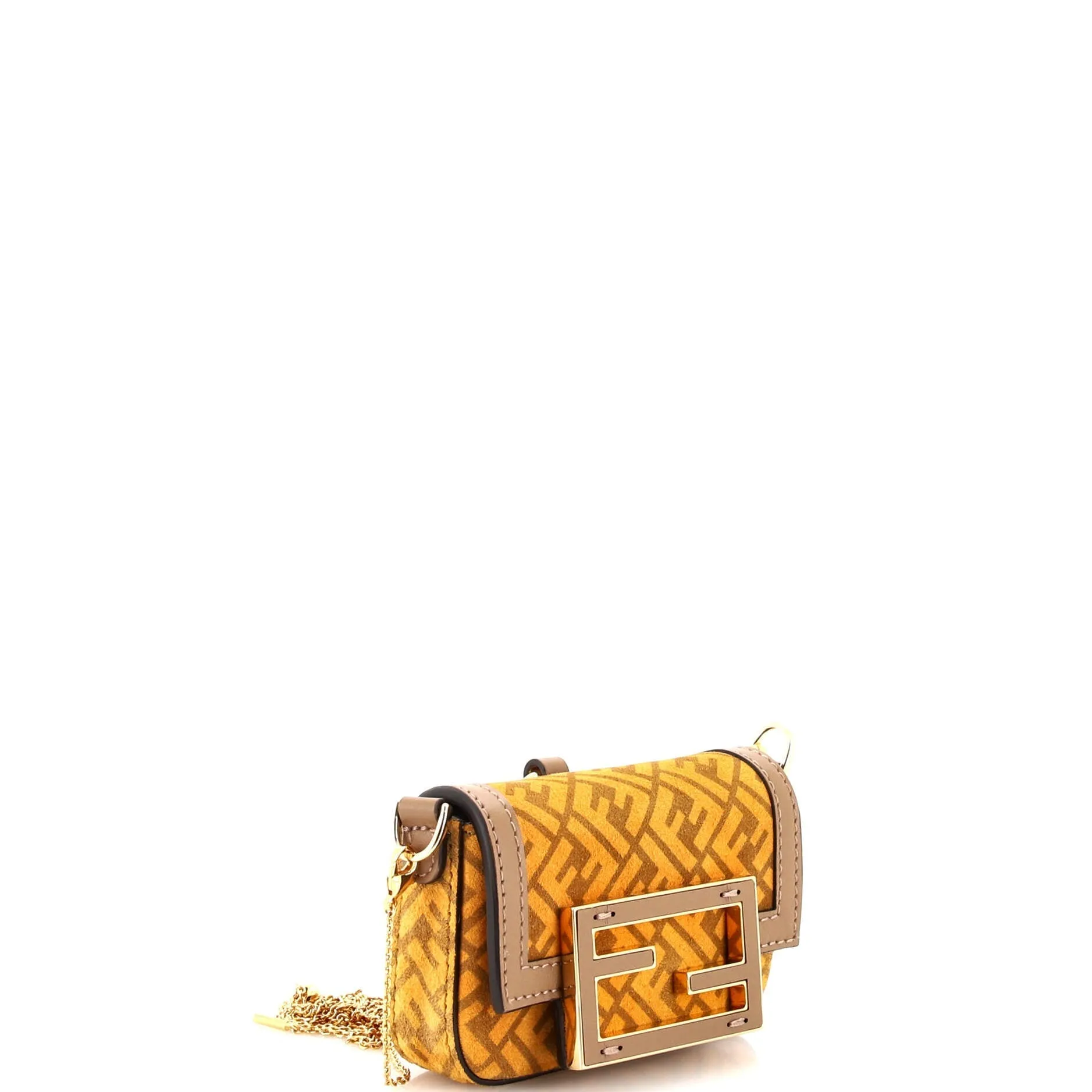 Chain Baguette Charm Bag Zucca Suede Nano