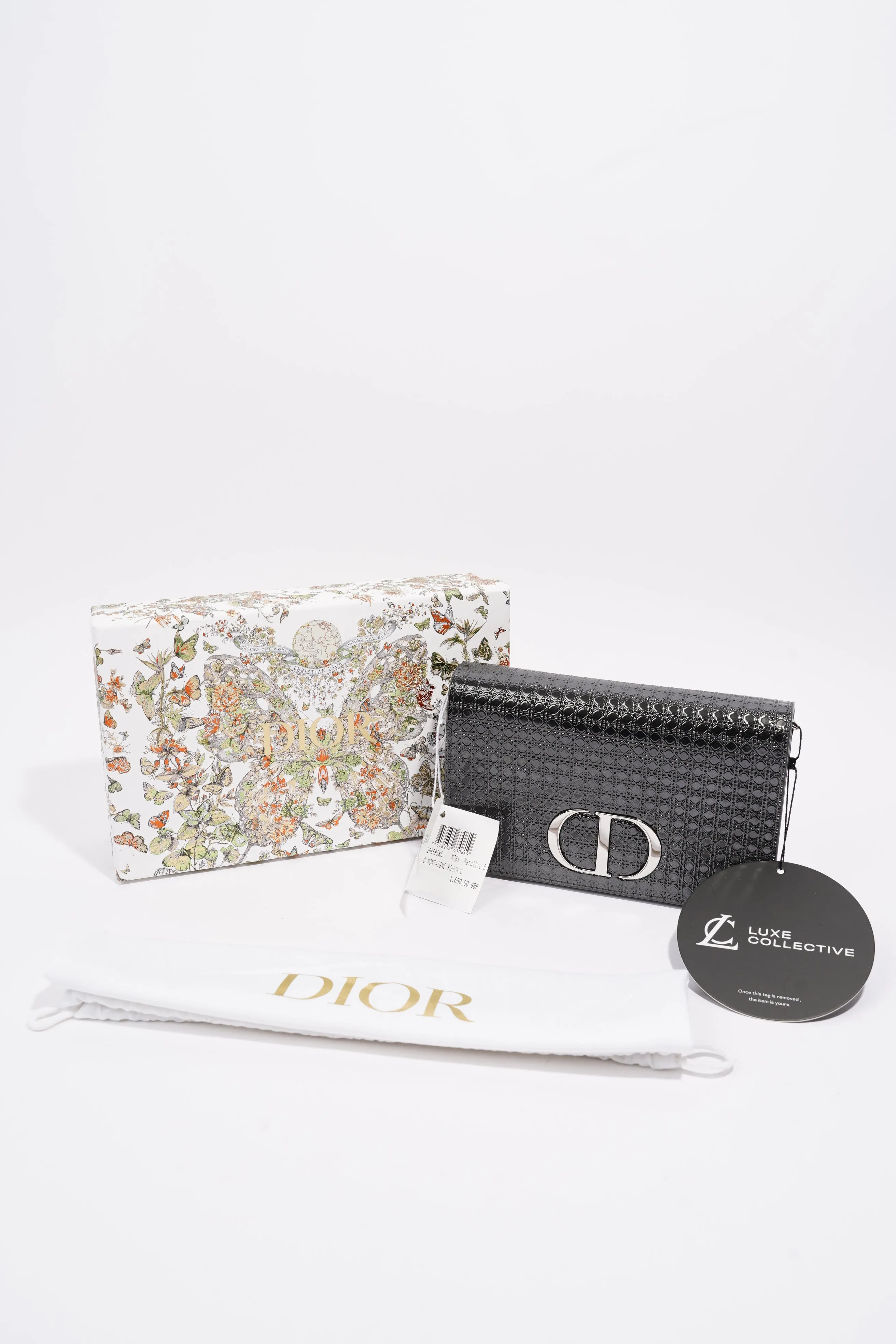 Christian Dior 30 Montaigne 2-in-1 Pouch Grey Patent Leather