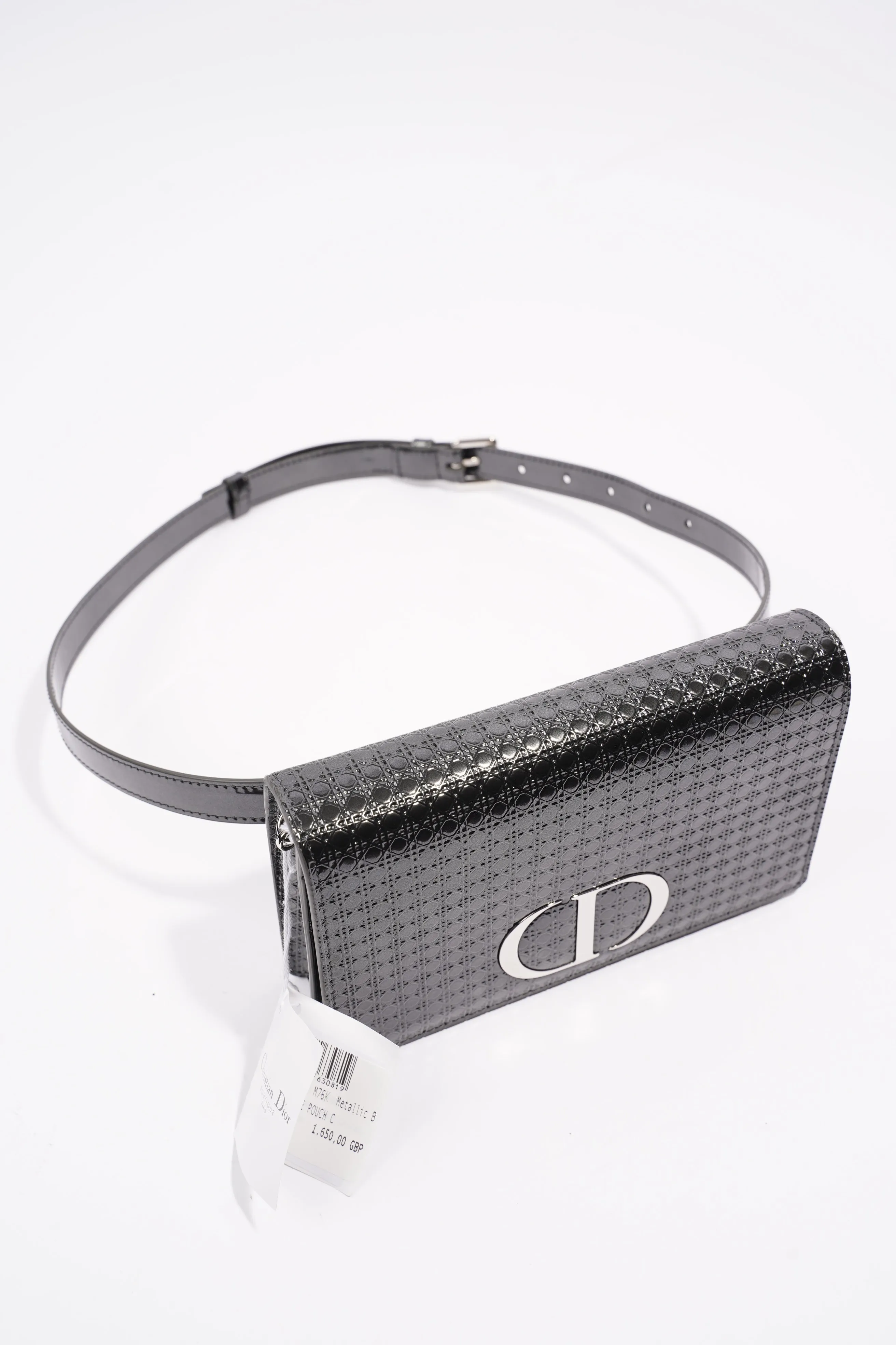 Christian Dior 30 Montaigne 2-in-1 Pouch Grey Patent Leather