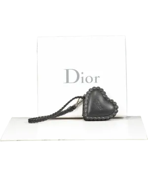 Christian Dior Black Leather Studded Coin Purse / Bag Charm With Wrist Strap
