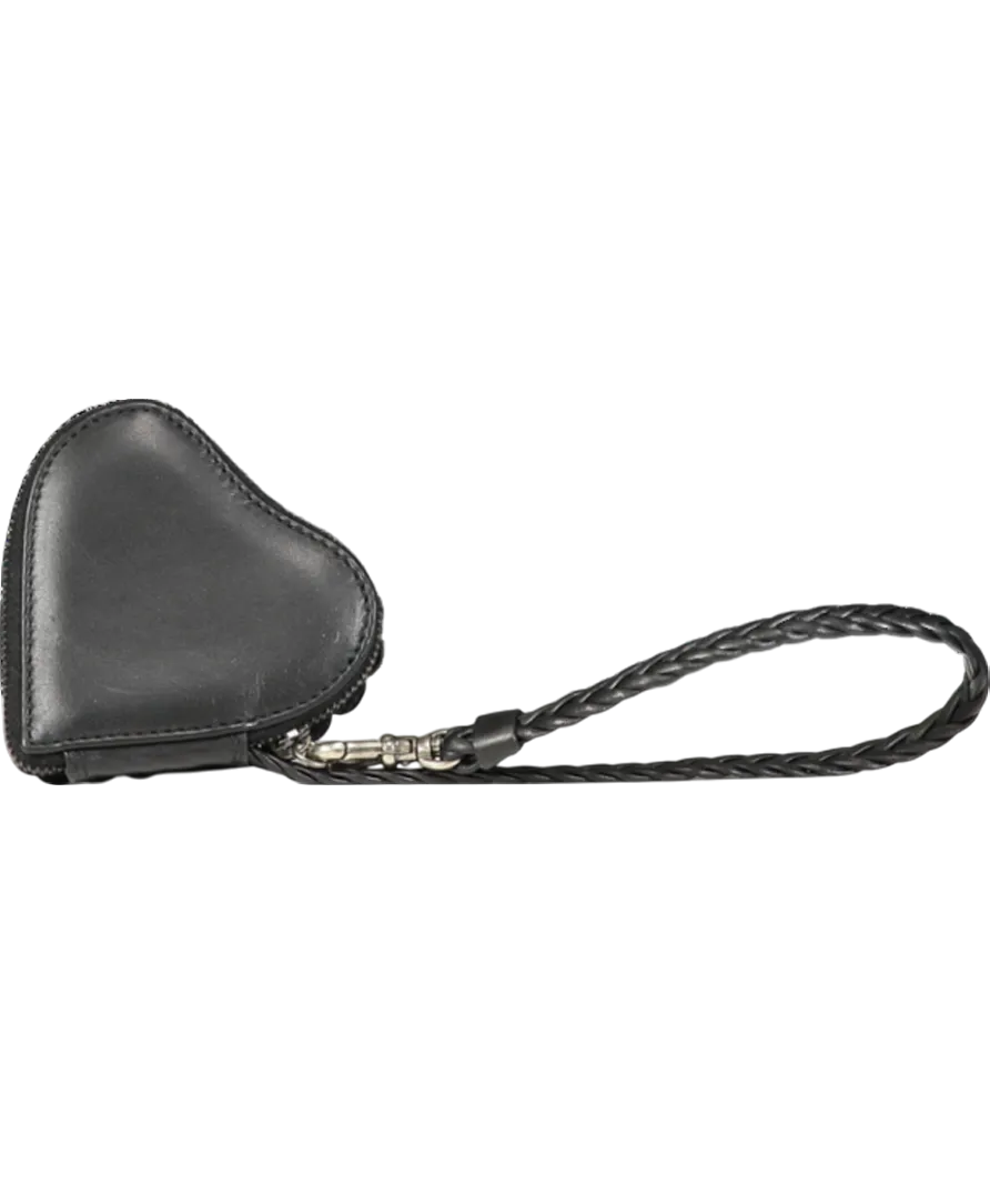 Christian Dior Black Leather Studded Coin Purse / Bag Charm With Wrist Strap