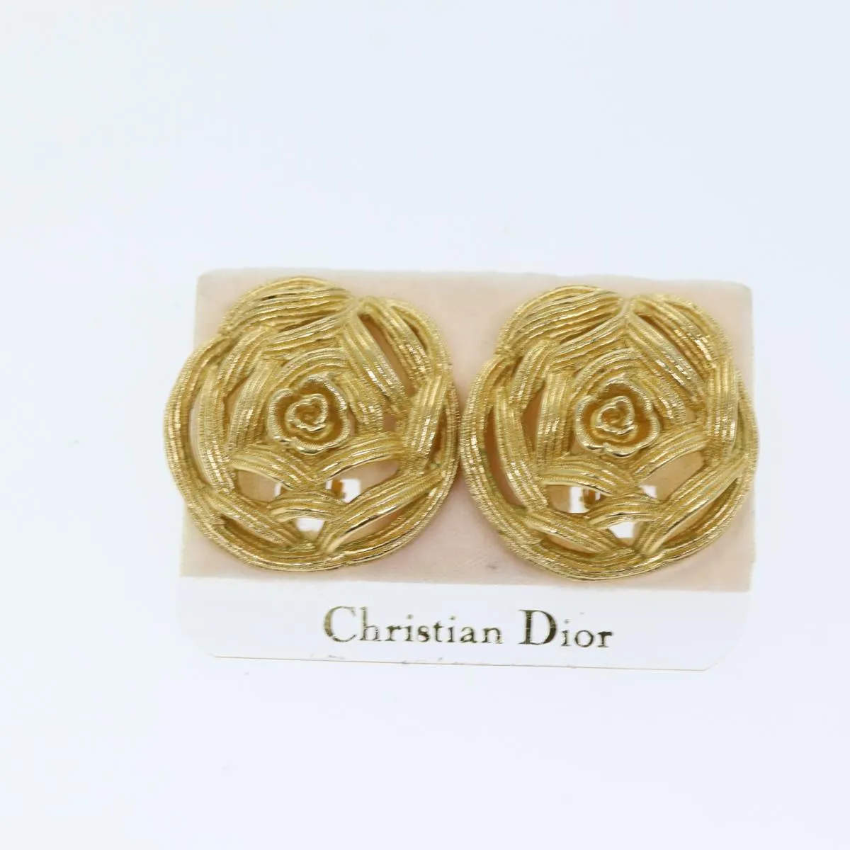 CHRISTIAN DIOR Earring Gold Auth am6232
