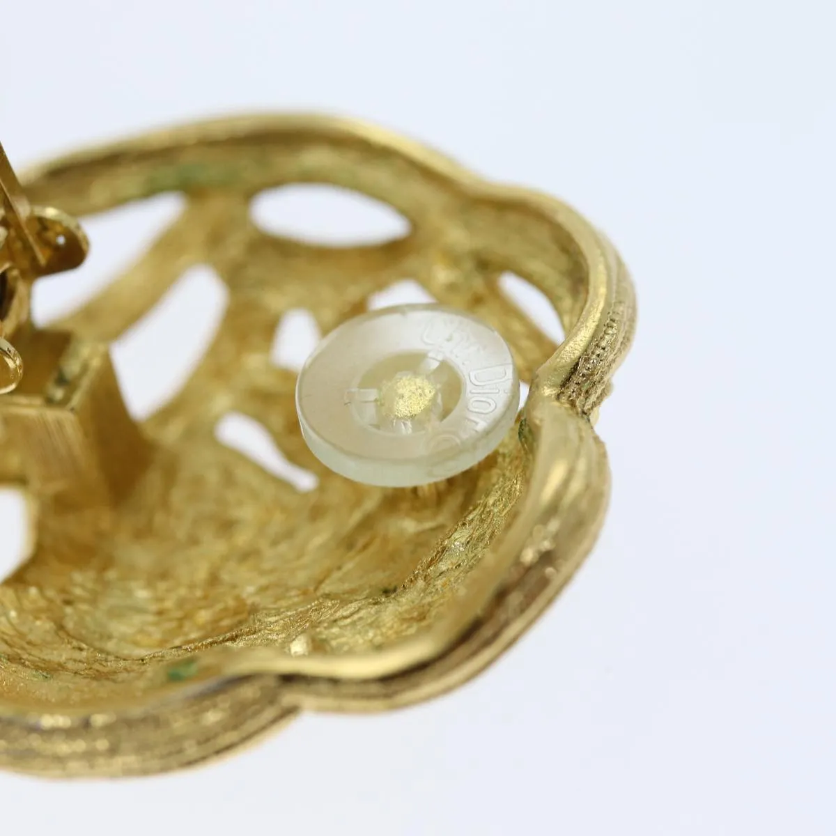 CHRISTIAN DIOR Earring Gold Auth am6232