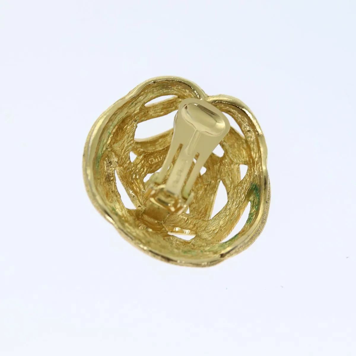 CHRISTIAN DIOR Earring Gold Auth am6232