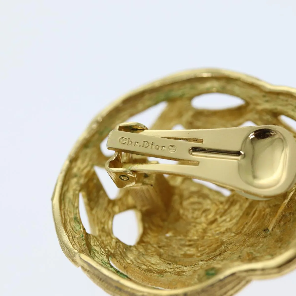 CHRISTIAN DIOR Earring Gold Auth am6232