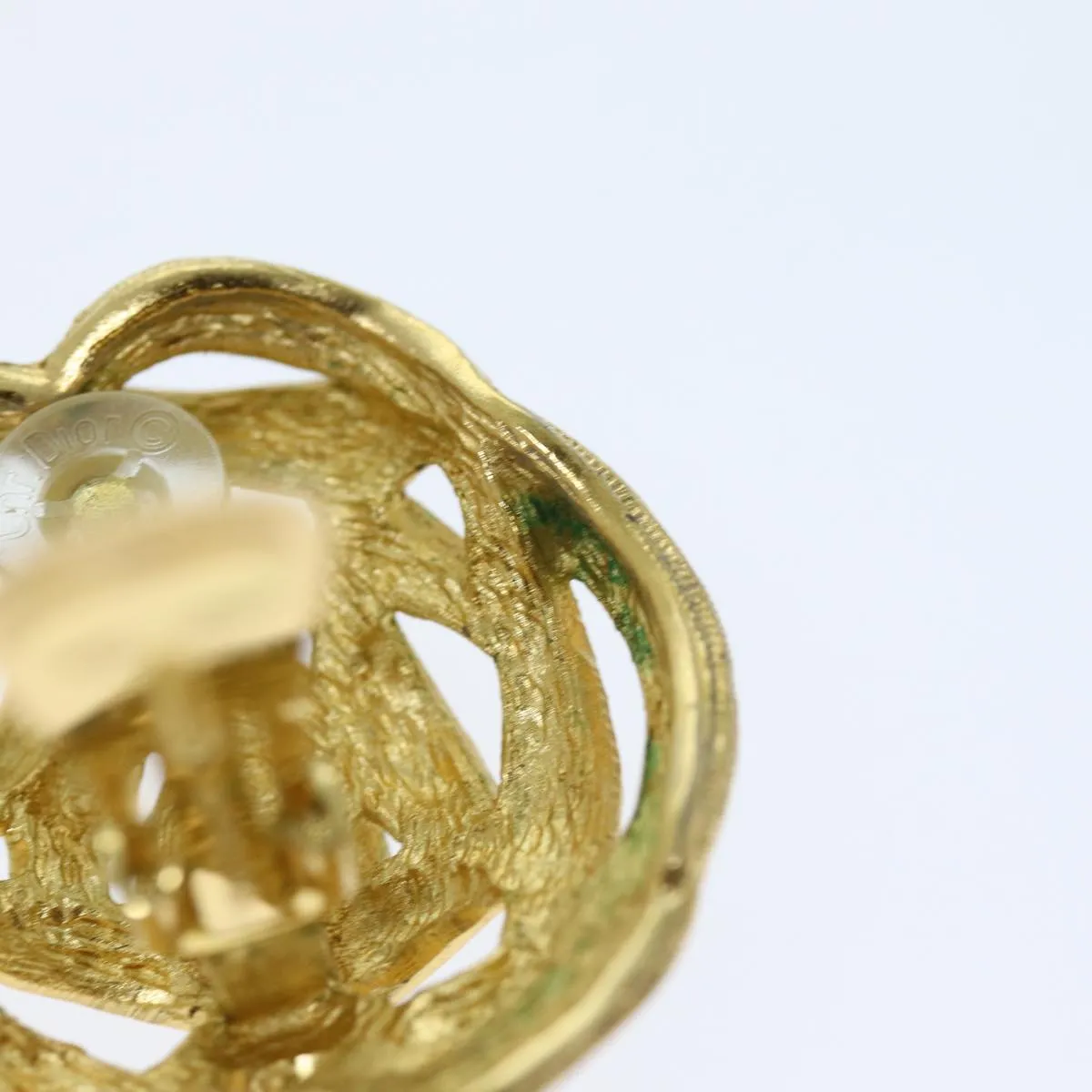 CHRISTIAN DIOR Earring Gold Auth am6232