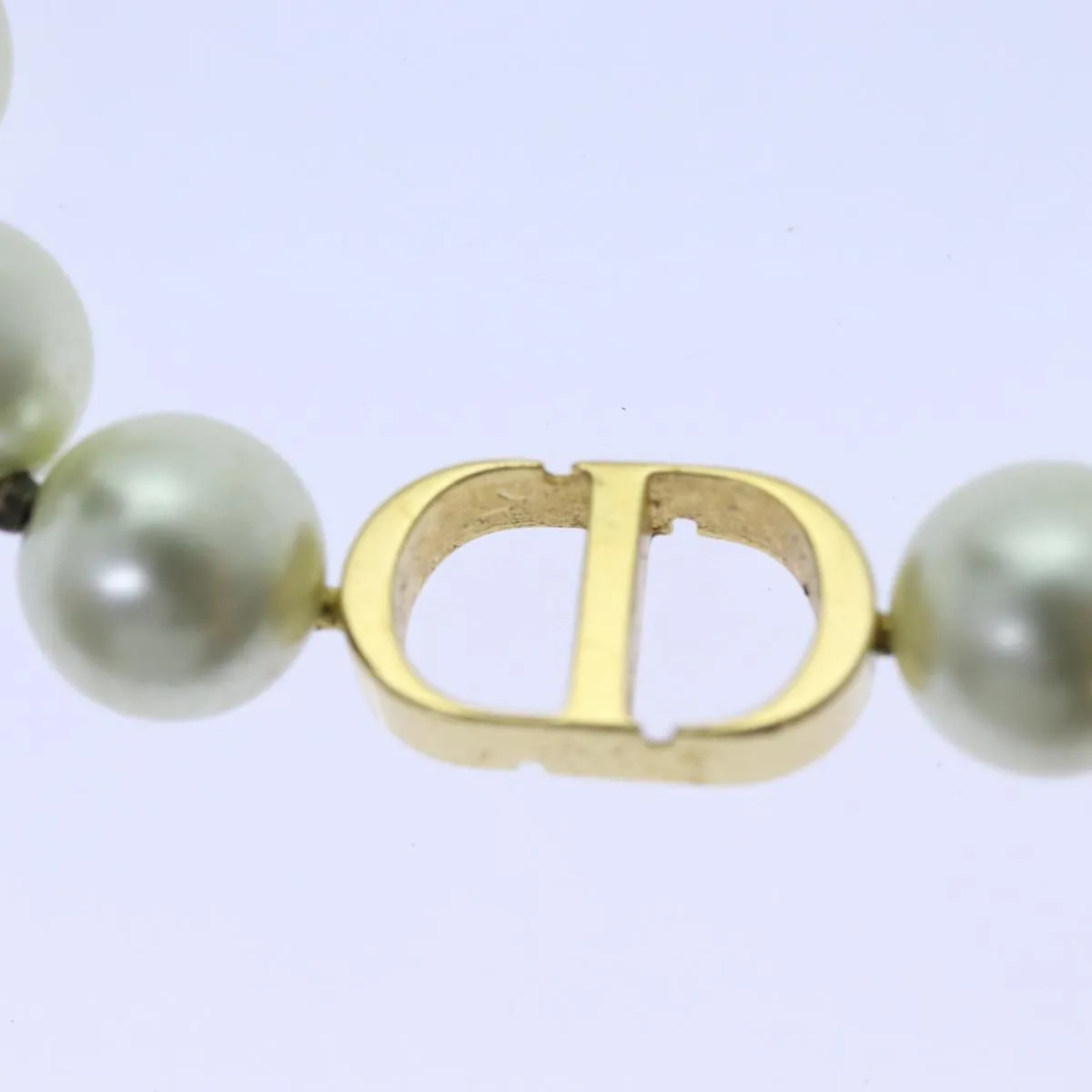 CHRISTIAN DIOR Pearl Necklace metal White Auth am6079