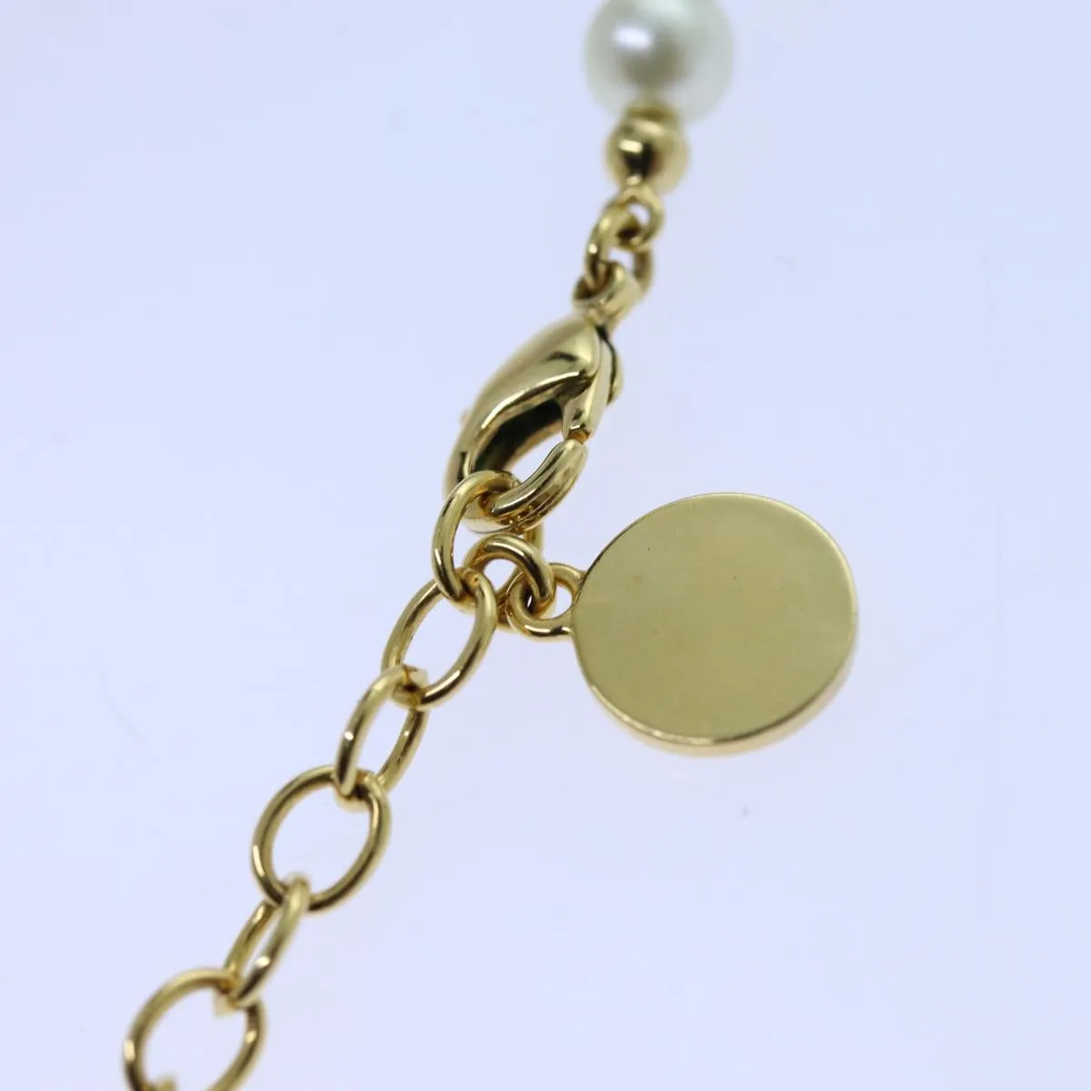 CHRISTIAN DIOR Pearl Necklace metal White Auth am6079