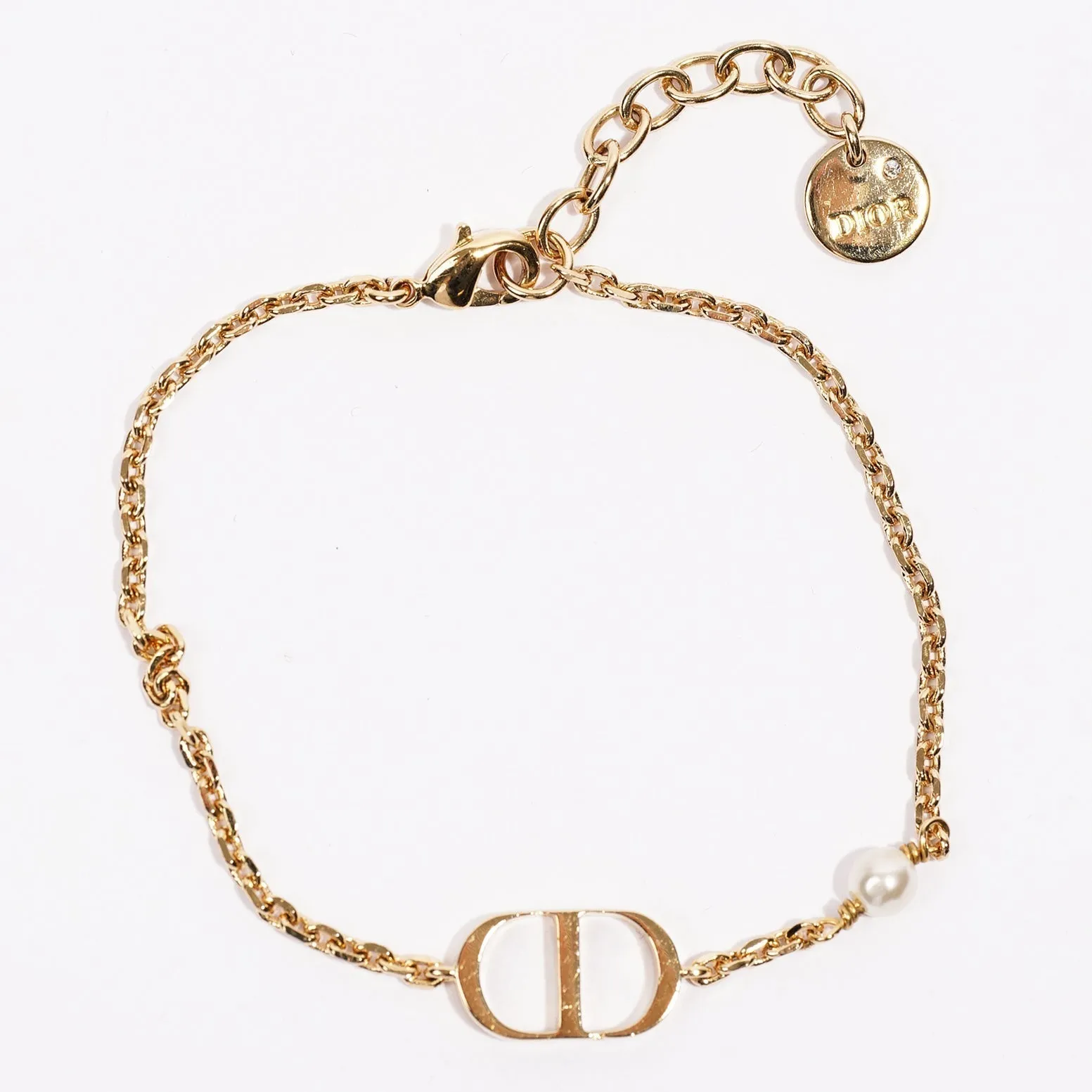 Christian Dior Petit CD Bracelet Gold / White Resin Pearl Base Metal